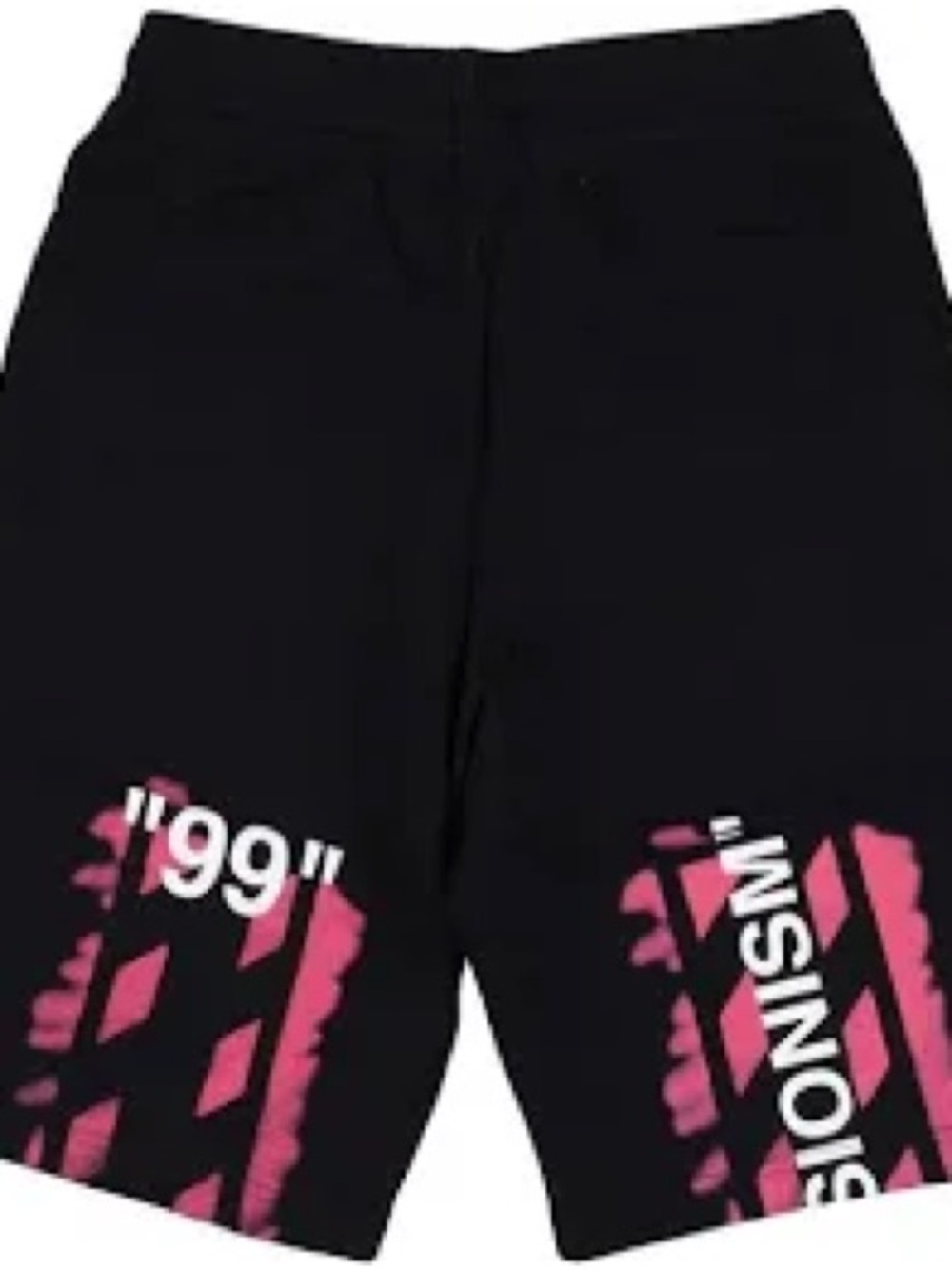 Off-White Black Athletic Shorts with Pink Graphic '99' image 3
